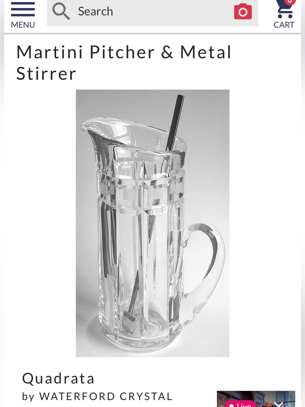 NWOT Clear Glass Pitcher with Built-In Stirrer — Clear